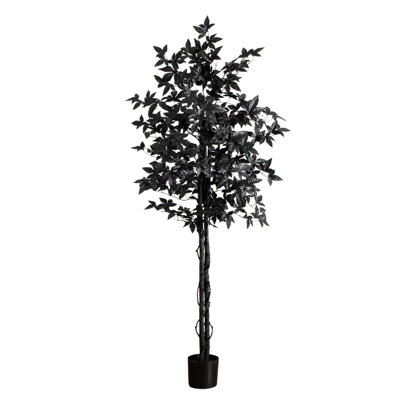 Artificial Halloween Black Maple Tree With Natural Trunk