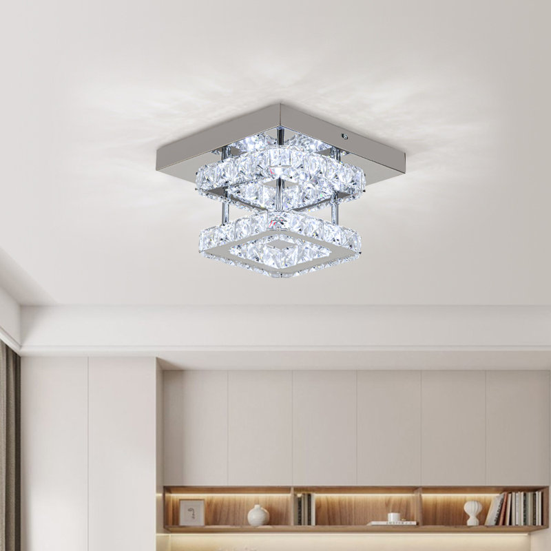 2-Light 24cm Square Crystal Celling Light