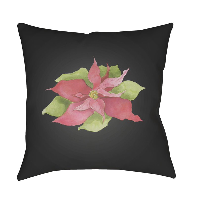 Poinsettia Indoor/Outdoor Throw Pillow, 18" H x 18" W x 4" D