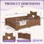 Structure de lit double en bois massif pour enfants avec tête de lit décorative Bowknot, garde-corps de sécurité ondulés et bibliothèque de pied de lit-711651284