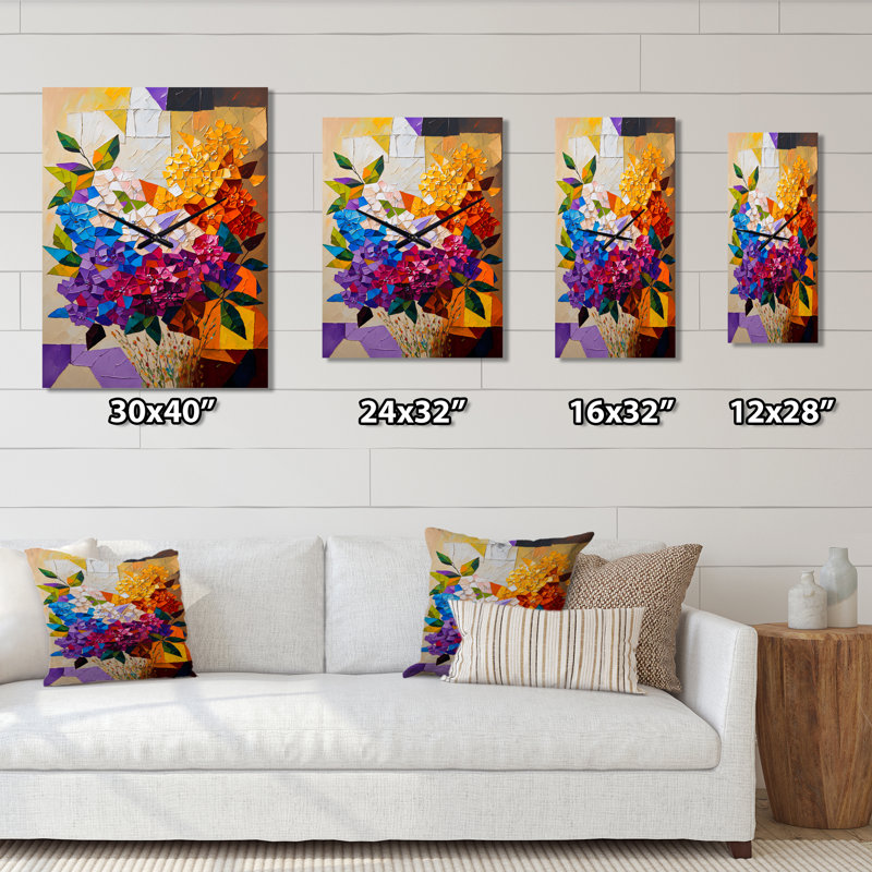 Jernice - Horloge murale bouquet floral, Grand