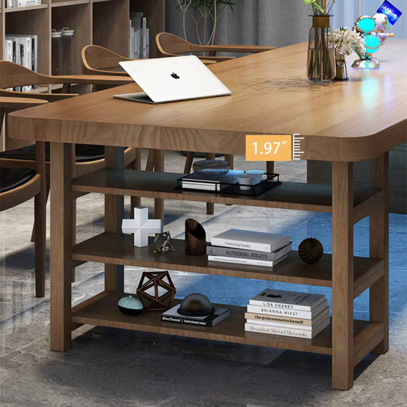Brown Rectangular Solid Wood Executive Desk, 29.53" H x 70.87" W x 31.5" D