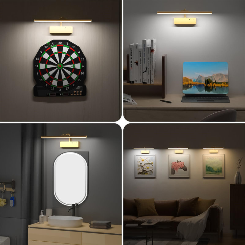 Battery Powered LED Wall Mount Picture Light, Gold