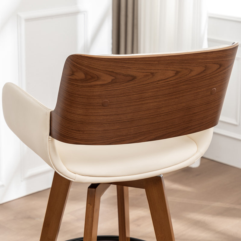 Tabouret pivotant moderne en similicuir, Tabouret de comptoir (siège d'une hauteur de 26,5, Beige