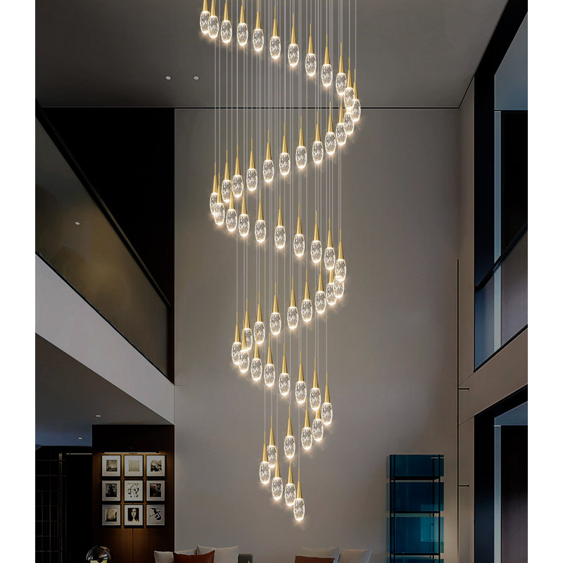 Lustre moderne à DEL 56 lumières à intensité variable 20 pi, Gold
