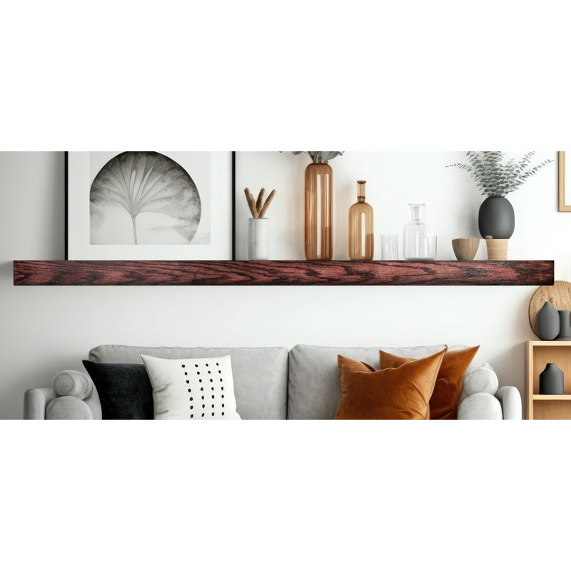 Tablette flottante en bois massif de chêne Tyringham, H 4 po x l 72 po x P 6 po, Cerise noir