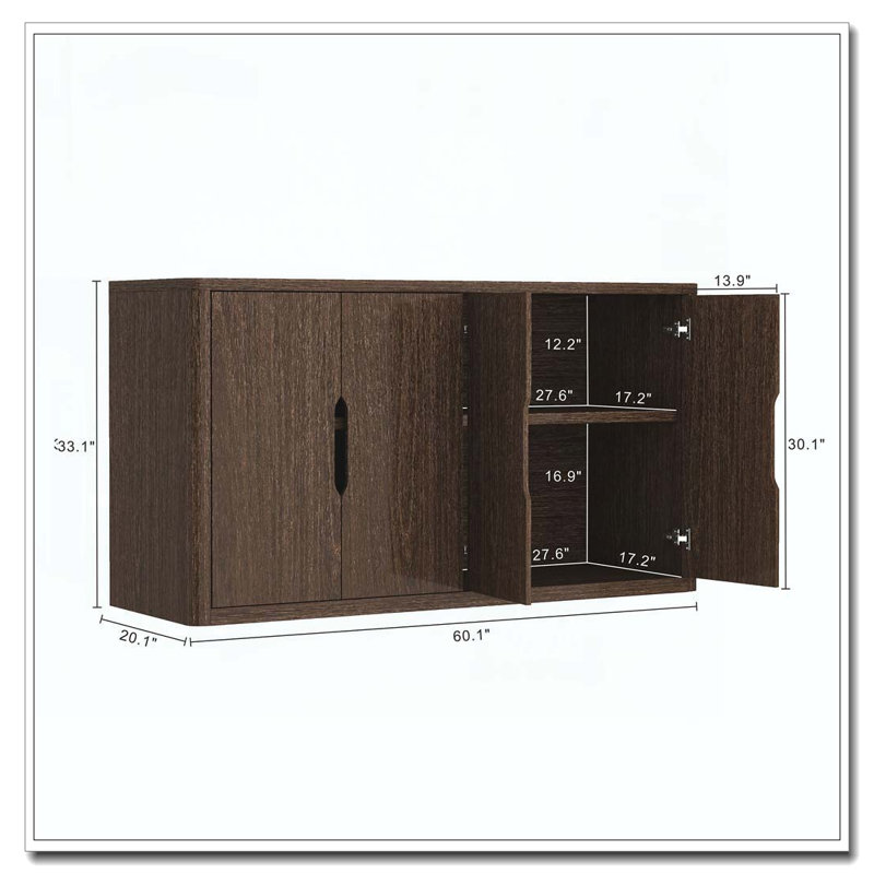 Armoire 4 portes avec rangement, Noyer