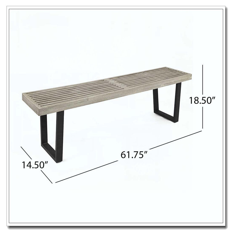 Banc d'extérieur en bois massif, Noir/gris