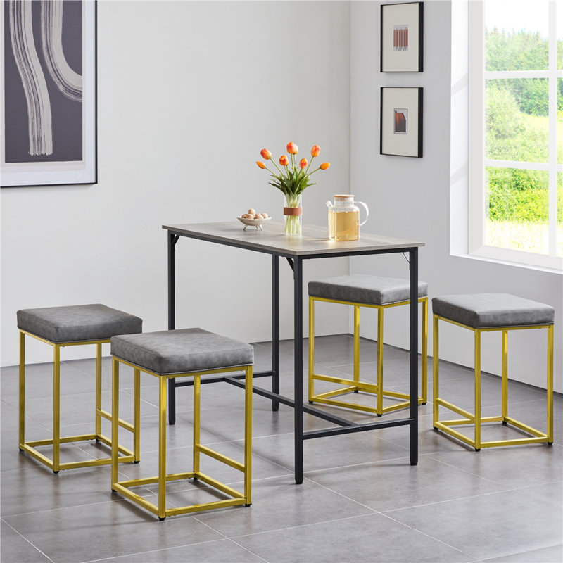 Upholstered Counter Stool with Metal Frame