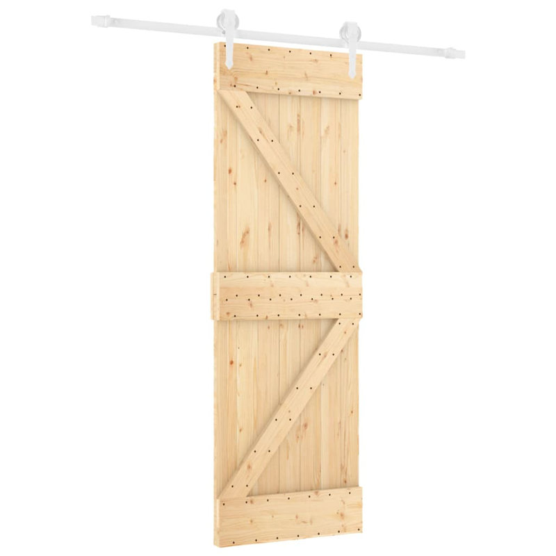 Porte coulissante avec quincaillerie Vidaxl, 27,6 po x 82,7 po, Noir/naturel