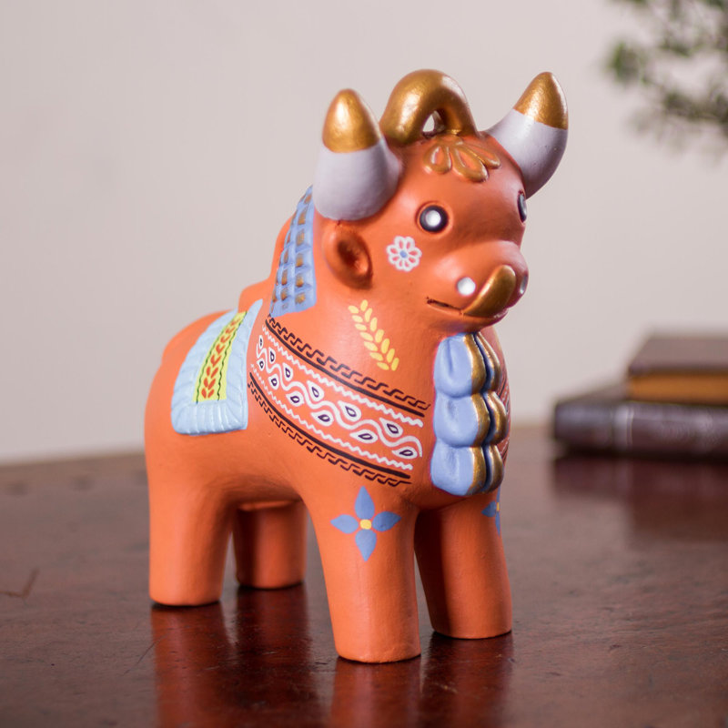Figurine à péruvien pucara bull artisan Oria