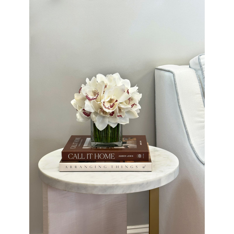 Orchidée Lehn dans un vase en verre, Blanc