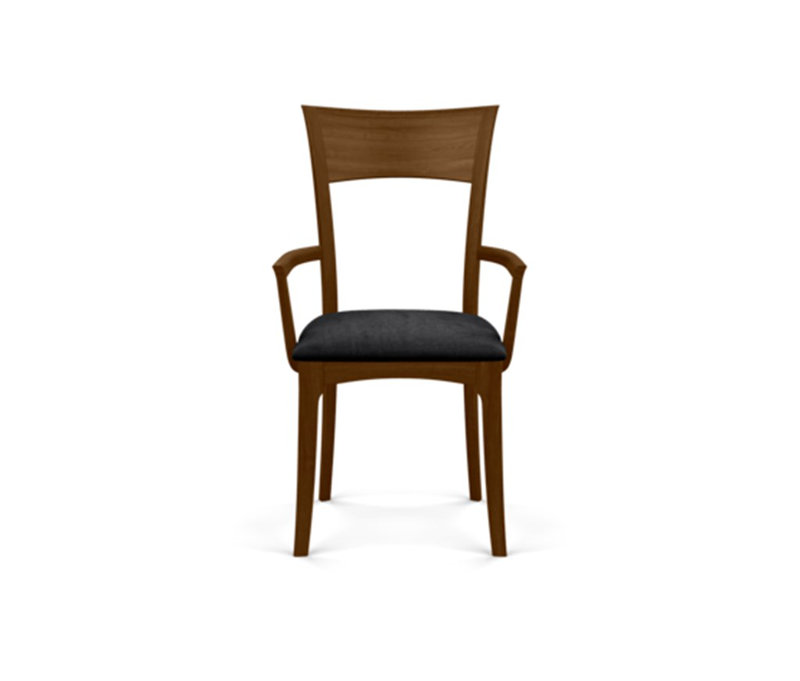 Ingrid Upholstered Arm Chair, Natural Walnut, Microseude Onyx