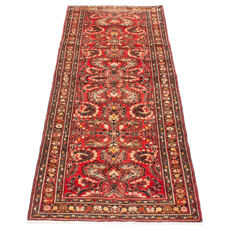 Tapis rouge en laine noué à la main 3 pi 7 po x 10 pi 2 po Anadol