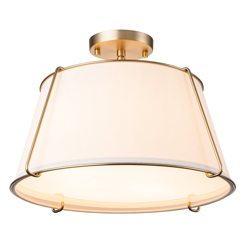 Linen Blend Drum Semi Flush Mount