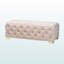 Banc repose-pieds capitonné en tissu beige clair et finition dorée Monice, H 16,3 po x l 47,7 po x P 20,24 po