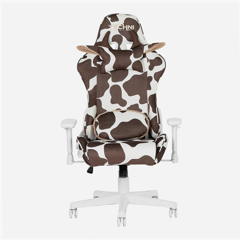 85 Brown COW Series Gaming Chair, Brown, White
