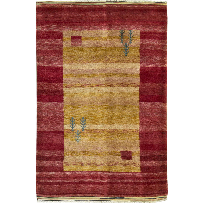 Moroccan Hand-Knotted Wool Red/Yellow Area Rug