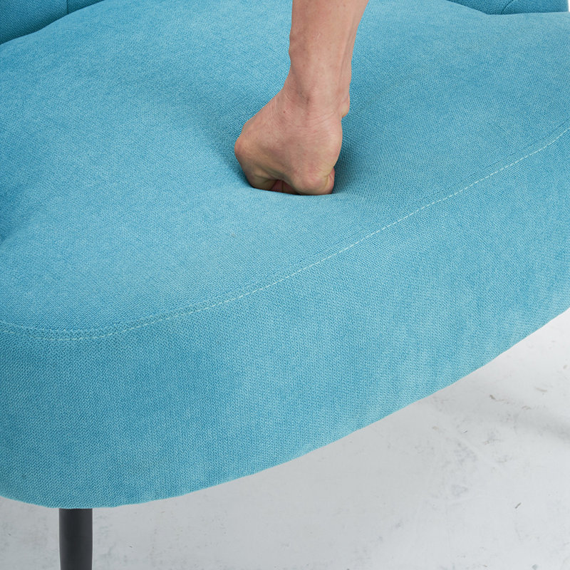 Fauteuil demi-tonneau en polyester 26 po, 100 % polyester bleu clair