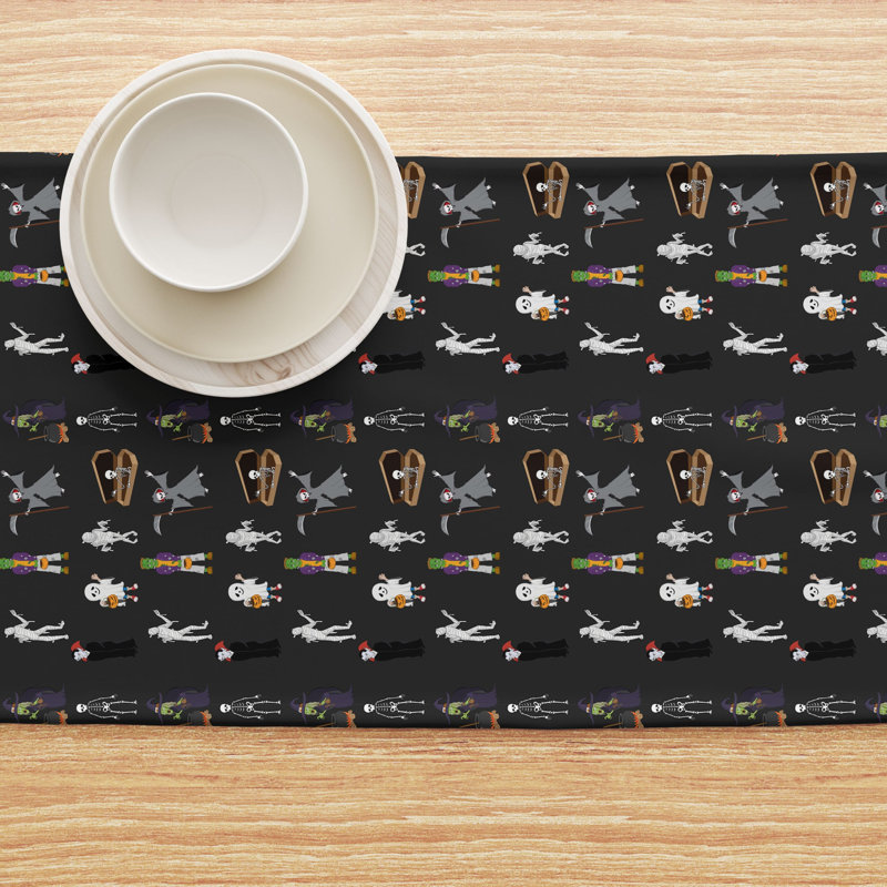 Geometric Halloween Table Runner, 72" x 12", Halloween Usual Characters