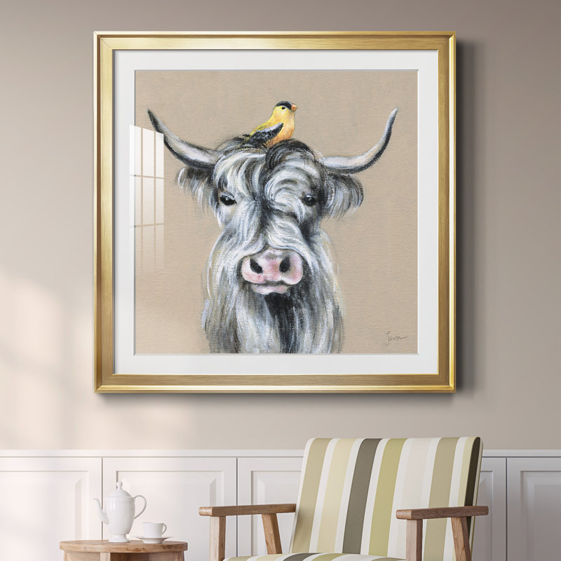 Nature ludique 4 - Peinture avec cadre, H 34,5 po x l 34,5 po x P 1,5 po, Toile encadrée dorée