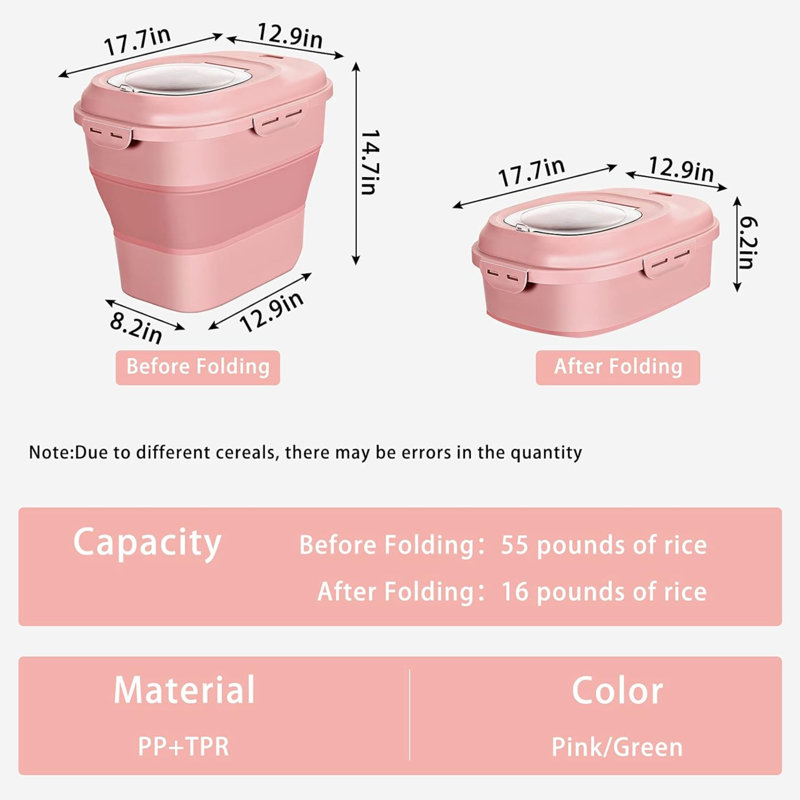 Contenant alimentaire en polypropylène avec couvercle à pression, Rose