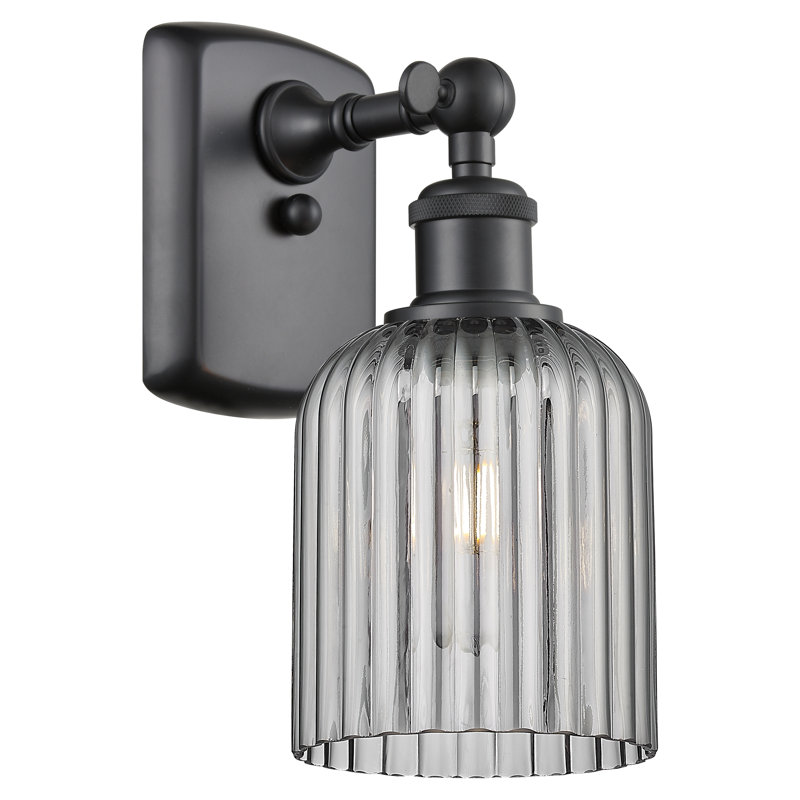 Applique à bras en acier Northgate, Noir mat, Gris fumée clair