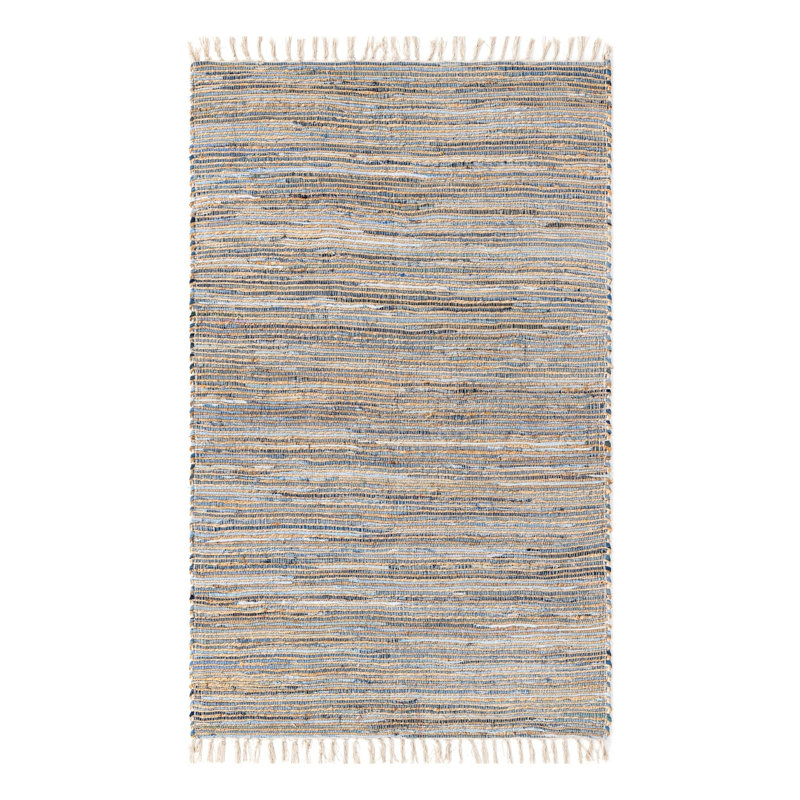 Holly-Rose Cotton Striped Indoor Rug, Rectangle 5'1" x 8'