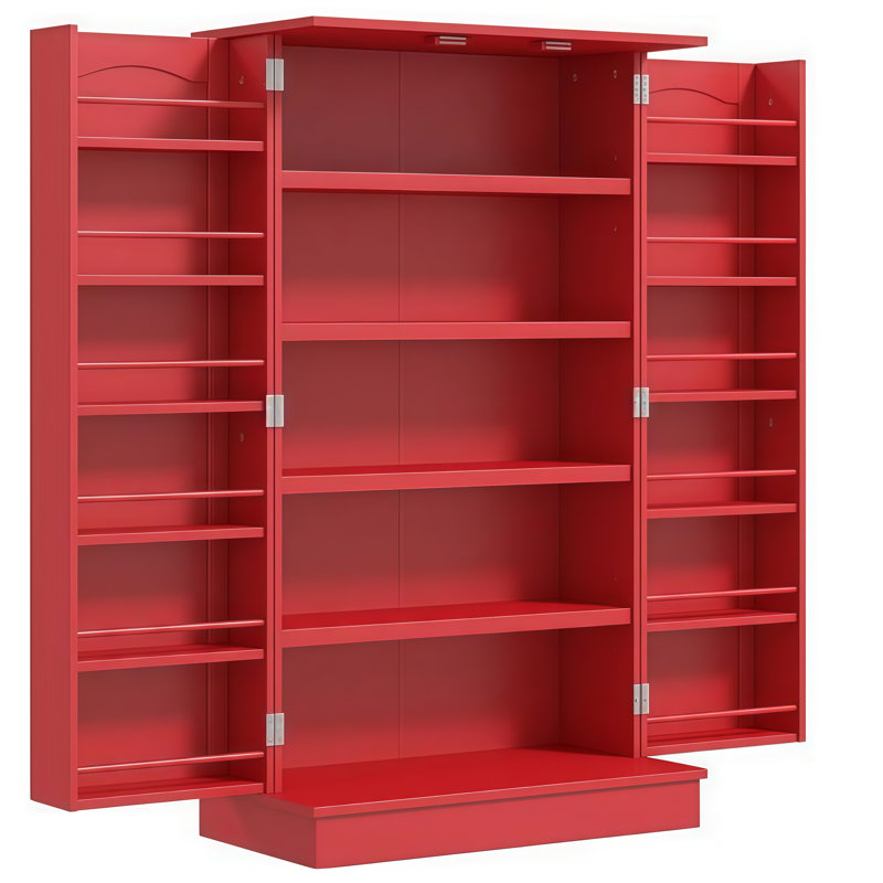 Armoire de cuisine en bois 40,9 po H avec support de porte et tablette de rangement (rouge)