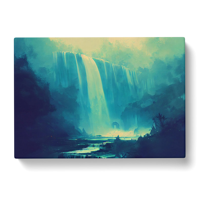 Contemporary Waterfall - Wrapped Canvas Painting, 35cm H x 50cm W x 3cm D