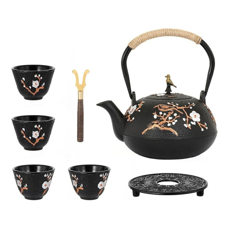 HAPIAM Cast Iron Japanese Tea Kettle Set: 1200ml Capacity | Wayfair