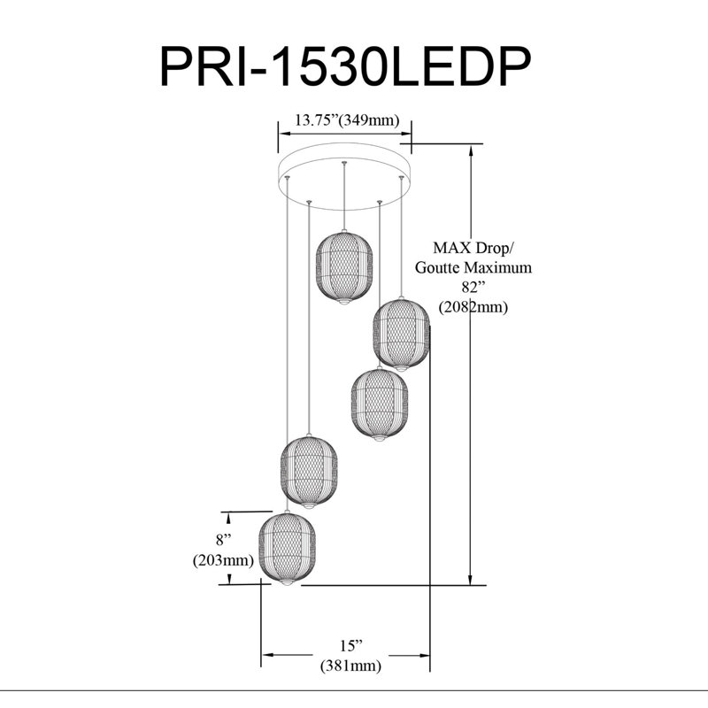 Peri LED Multi Pendant - 5 Light, Aged Brass