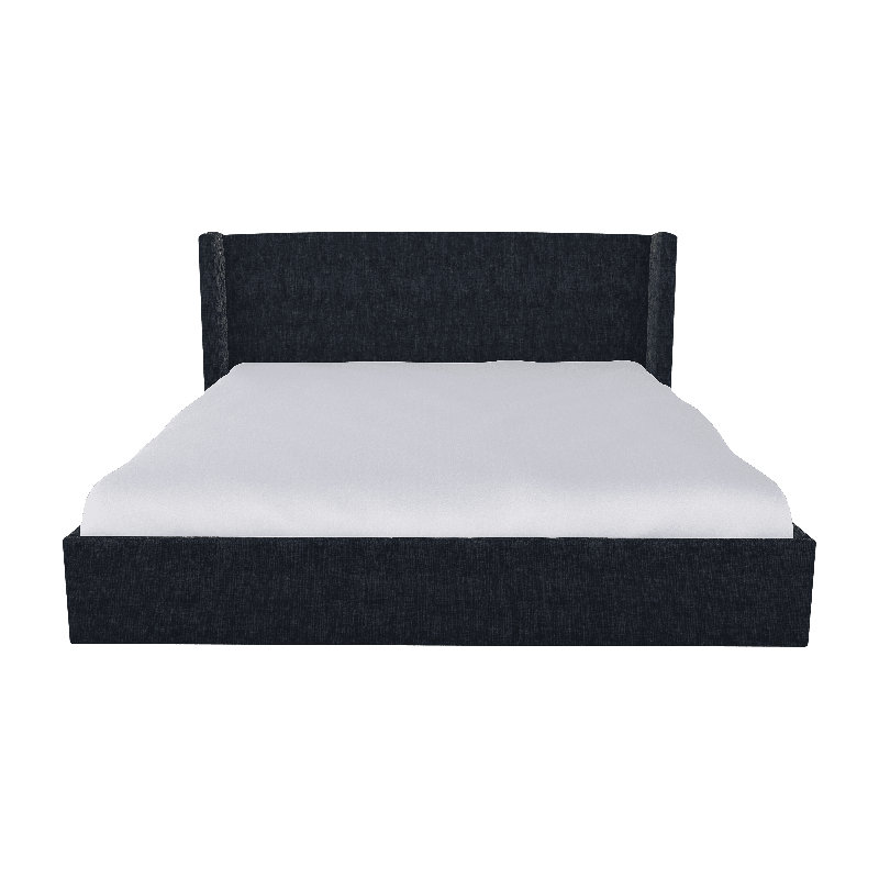 Chloe Solid Wood Wingback Bed, Twin, Cover Story Midnight