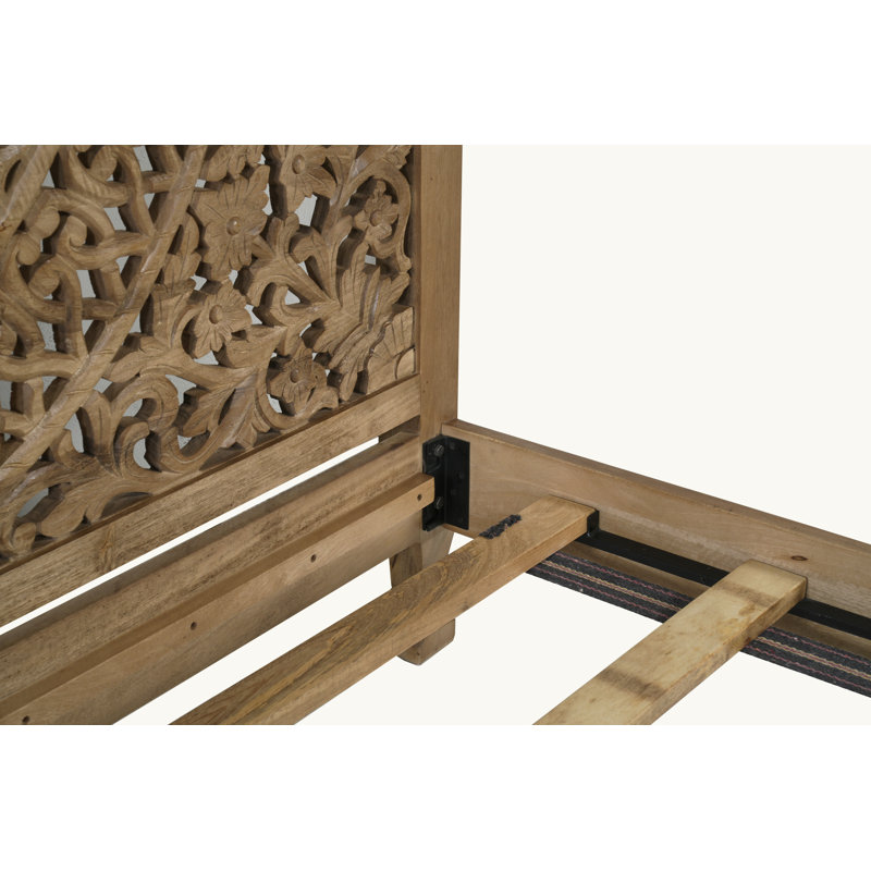 Aarohi Solid Wood Low Profile Standard Bed, King, Brown