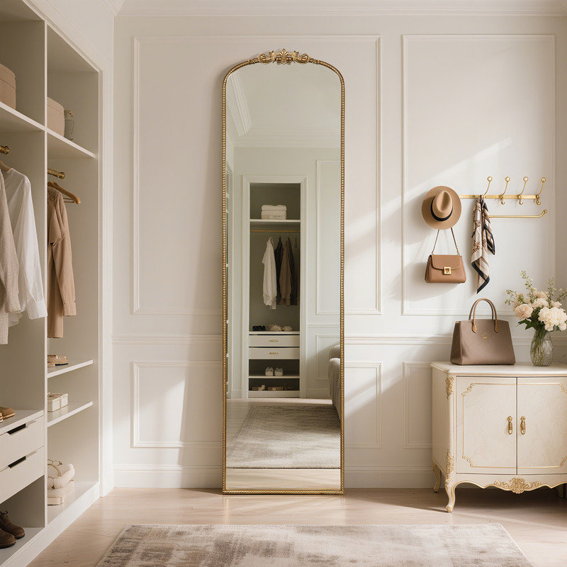 Glass Full Length Mirror, Gold, 78" x 21"