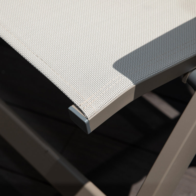 Chaise de jardin pliante ajustable, chaise de salle à manger pliante à dossier haut avec accoudoirs et structure en aluminium, idéale pour le jardin et le balcon.