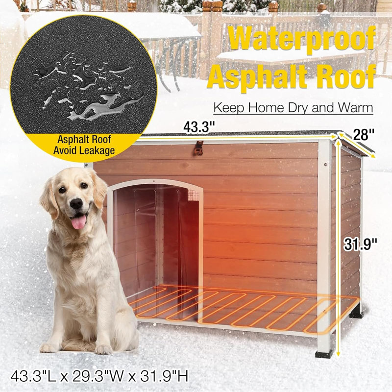 Cage pour chien extérieure chauffée pour chien avec cage isolante pour chien de petite et moyenne et grande taille, Oui