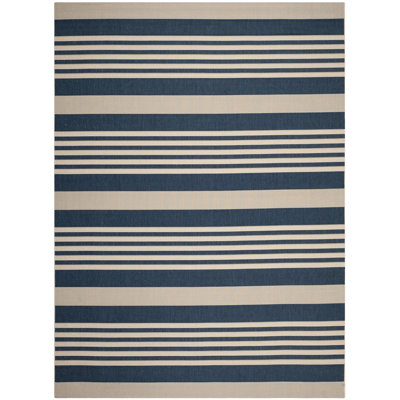 Arneshia Striped Navy/Beige Indoor / Outdoor Area Indoor/Outdoor Area Rug