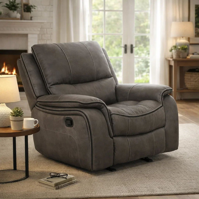 Fauteuil inclinable manuel avec accoudoirs moelleux Heny, Gris foncé