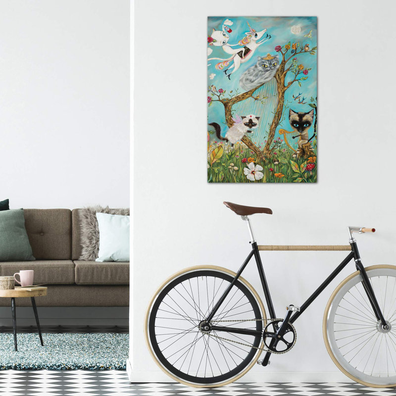 Feline Rhapsody par Heather Renaux - impression d'art graphique, H 26 po x l 18 po x 1,5 po, Toile tendue, Pas de tapis