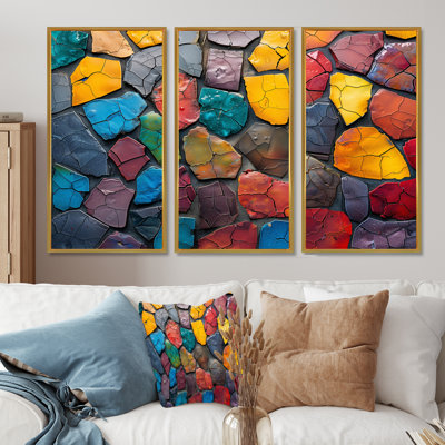 Colorful Mosaic Tiles Beauty I - Boho Mosaic Decor Wall Art Set
