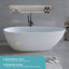Baignoire 59 po à surface solide matte, baignoire autoportante en pierre de résine à surface solide, baignoire blanche matte à surface solide, baignoire autoportante avec trop-plein et bonde escamotable