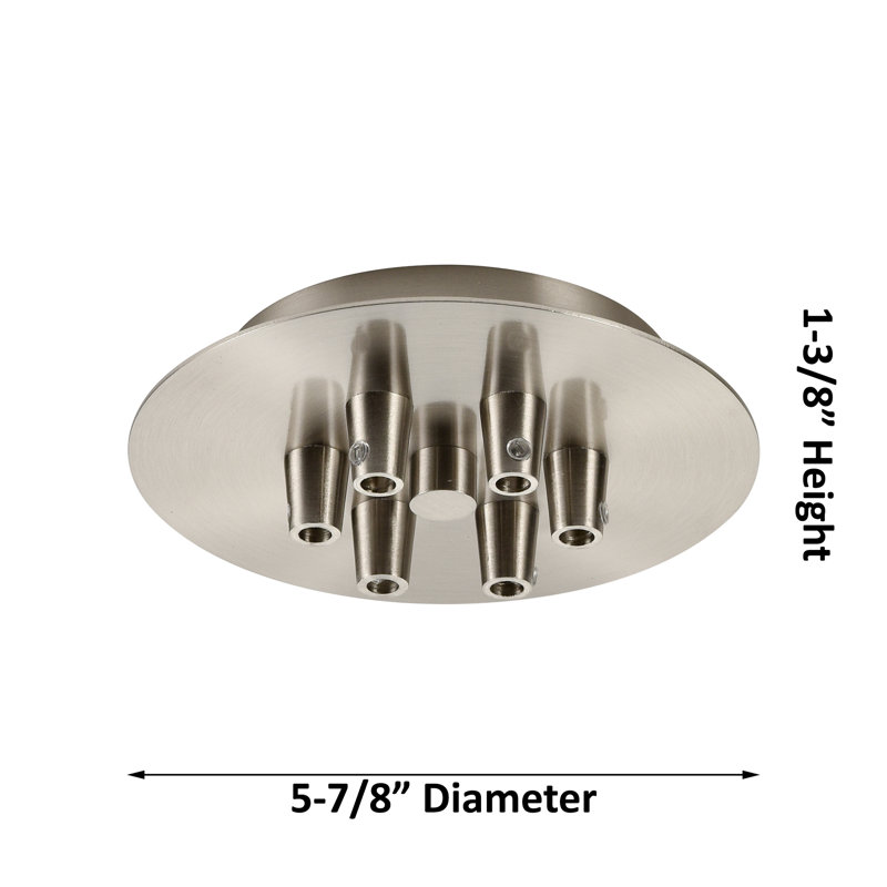 Caius - Luminaire suspendu à cordon 6 lumières 7 po, Nickel poli, Blanc