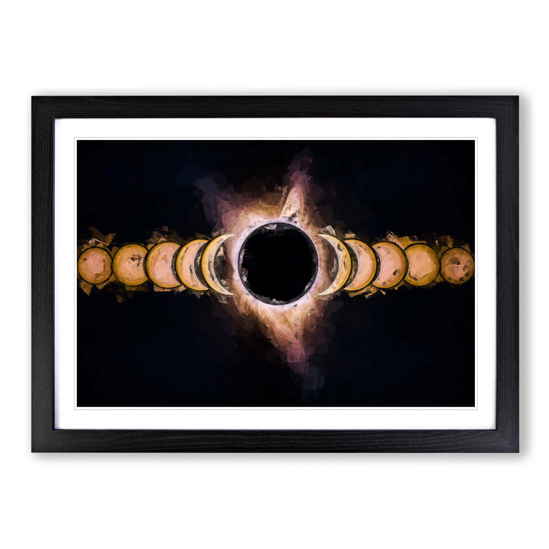The Eclipse in Abstract - Picture Frame Graphic Art Print, Black Framed, 27cm H x 36cm W x 2cm D