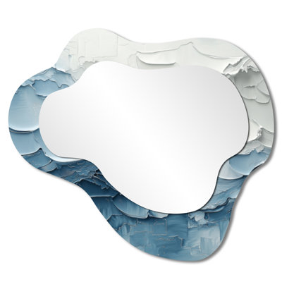 Waves Veil Of The Ocean I - Coastal Irregular Asymmetrical Mirror, Nautical Wall Mirror, Printed on Metal