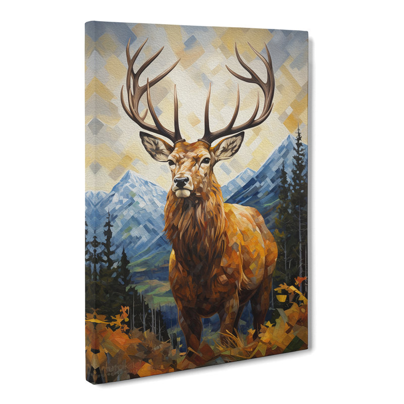Stag Hard Edge Painting No.2 - Wrapped Canvas, 50cm H x 35cm W x 3cm D