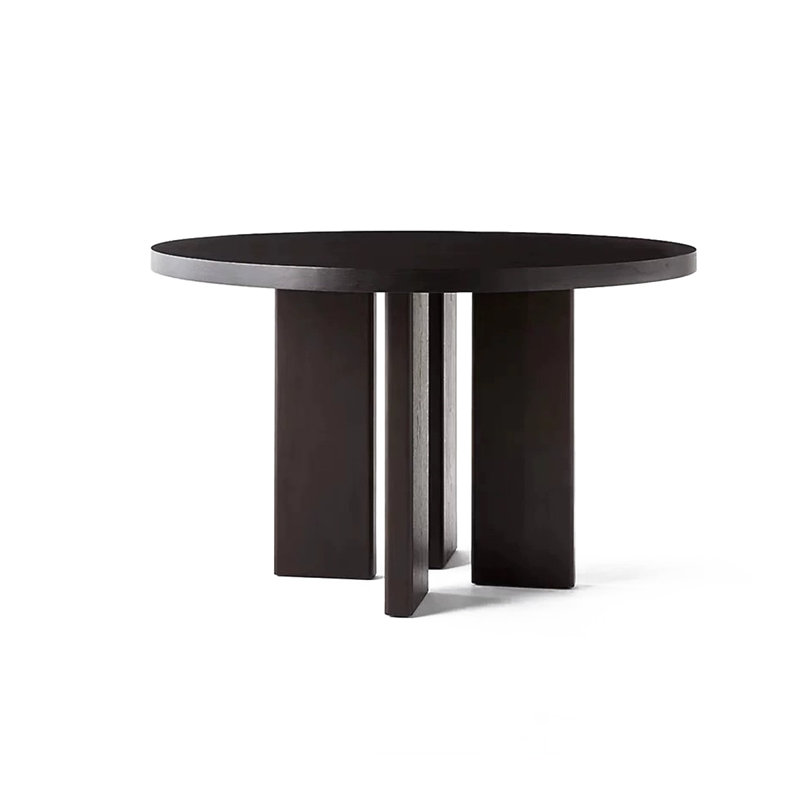 Table de salle à manger ronde noire en bois massif, H 29,53 po x L 35,43 po x l 35,43 po