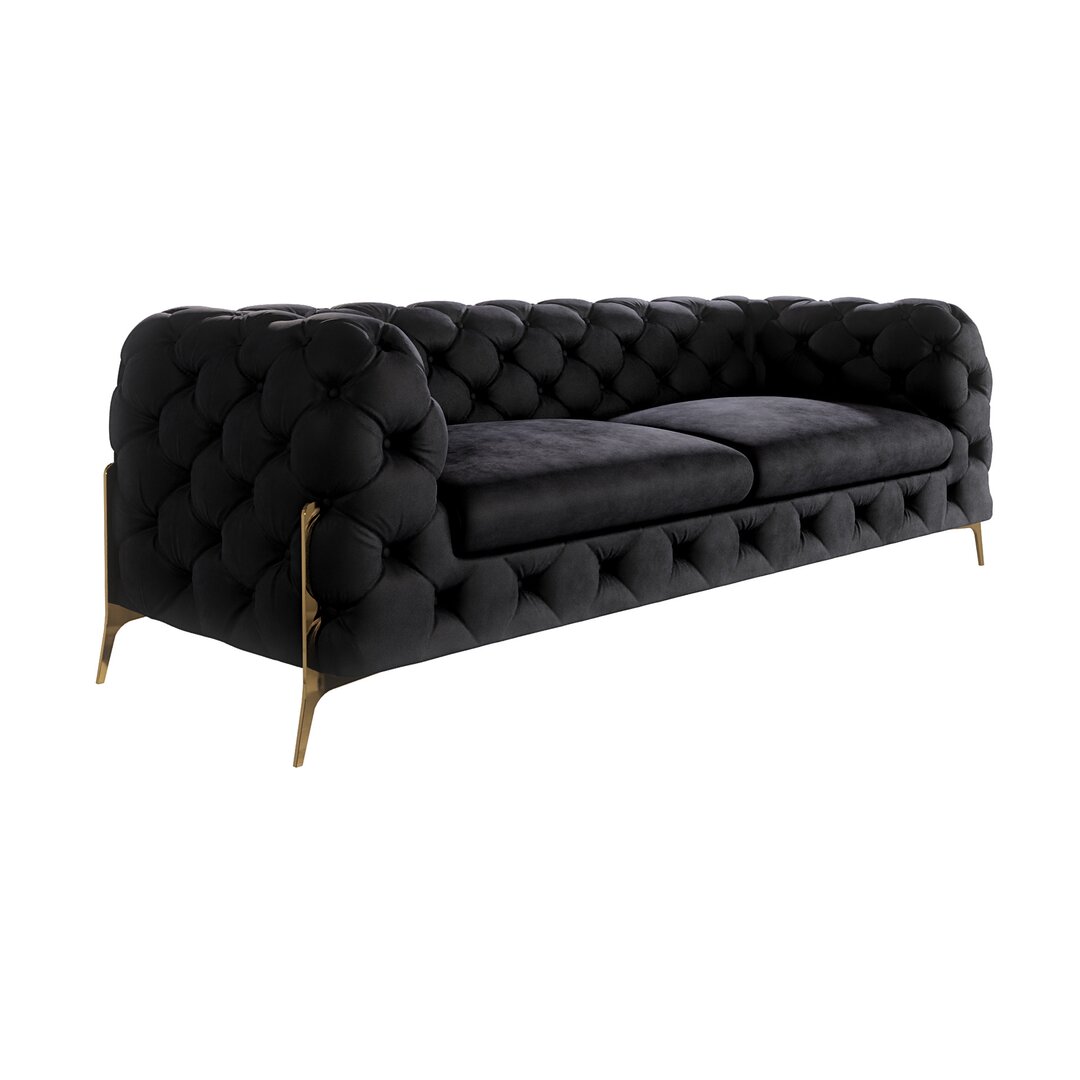 Chesterfield Sofa 3-Sitzer Atoka mit Goldene Metall Füßen