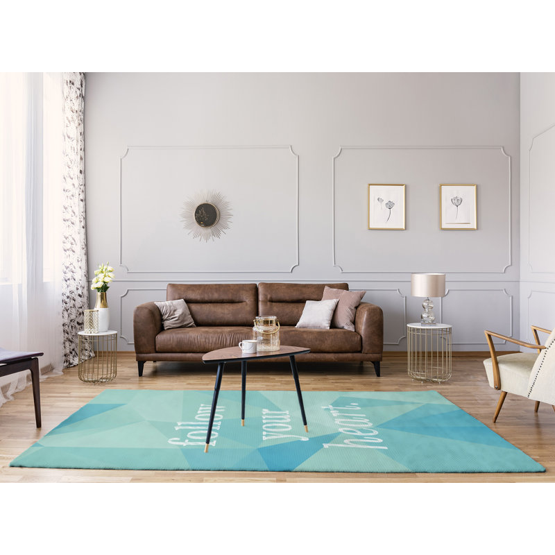 Tapis en faux gemme suivre votre citation cardiaque polychenille, Rectangle 5 pi x 7 pi