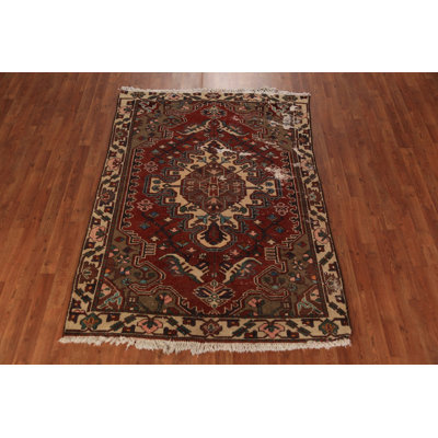 Red Geometric Wool   Rug 5x7